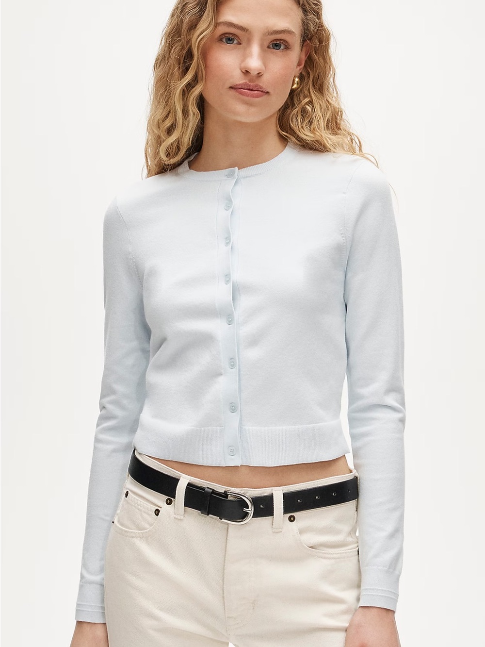 J. Crew Jackie Light Blue Women’s Crewneck Button Cardigan NWT XS